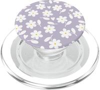 Purple Lilac - White Daisy Flower Floral Heart Leaves PopSockets PopGrip for MagSafe