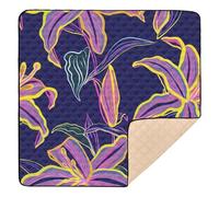 Purple Lilies Modern Art Noble Cute Foldable Baby Playmat for Indoor Outdoor Cozy Breathable Baby Play Tummy Time Mat for Baby Kids Toddlers Infants, 50'' x 50''