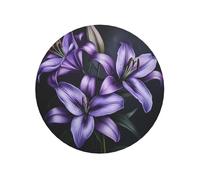 Purple Lilies Round Magnetic Fridge Magnets For Kitchen Durable With Enduring Magnetism