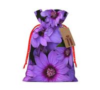 Purple Lily Flower Print Drawstring Bags Burlap Gifts Bag With Drawstring Gift Bags For Wedding/Party/Festival/Storage