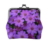 Purple Lily Flowers Full Double-Sided Printed Pattern Women's and Girls' Fashionable Leather Kiss Lock Coin Purse Card Bag