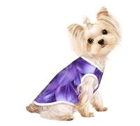 Purple Lily Flowers print Dog Shirts for Small Dogs Stretchy T-Shirts Lightweight Tank Top Sleeveless Striped Vest
