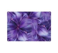 Purple Lily Flowers Print Metal Tin Signs Funny Metal Signs,Poster Plaque Sign Wall Hanging Decorations 12x8inch