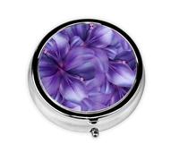 Purple Lily Flowers Print Pill Box for Pocket Round Pill Box 3 Compartment Decorative Portable Travel Pill Holder Tablet Vitamin Organizer Mini Pill Case(2pcs)