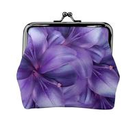 Purple Lily Flowers Print Print Coin Purse for Men Women Leather Kiss Lock Small Pouch Coin Wallet
