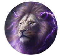 Purple Lion Jigsaw Puzzles 1000 Pieces for Adults Round Puzzle 1000 Pieces Jigsaw High-Difficulty Brain Teaser for Teenagers 67.5x67.5cm