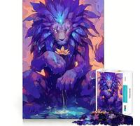 Purple Lion Lotus Flower 1000 Pieces Jigsaws Adults Puzzles Gifts Boost Memory Mental Relax Premium Cut Warm Surprise (50x75cm)