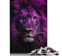 Purple Lion Portrait Jigsaw Puzzles Puzzles for Adults Kids. 1000 Piece Whimsical Challenge Toy Educational Game Home Decoration for Adults& Kids Age 14 Years Up 1000pcs (75x50cm)