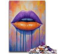 Purple Lips 1000 Piece Jigsaw Puzzle for Adults And Teenagers,Staycation Kill Time Every Piece Is Unique - Challenging Family Fun Game (50x75cm)