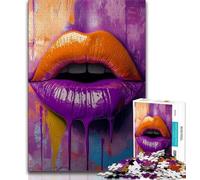 Purple Lips 1000 Piece Jigsaw Puzzles for Teenagers,Challenging Game Gifts for Is Ideal As A Gift for The Whole Family (50x75cm)