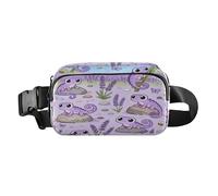Purple Lizard Lavender Field Cute Fanny Waist Pack for Women Men Water Resistant Bum Bag Belt with Adjustable Strap for Cycling Hiking Gym