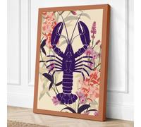 Purple Lobster in Bloom Canvas Wall Art Print 18x12 Inch (46 x 30 cm)
