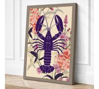 Purple Lobster in Bloom Canvas Wall Art Print 18x12 Inch (46 x 30 cm)