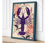 Purple Lobster in Bloom Canvas Wall Art Print 24x16 Inch (61 x 41 cm)