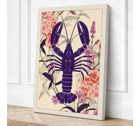 Purple Lobster in Bloom Canvas Wall Art Print 36x24 Inch (91 x 61 cm)