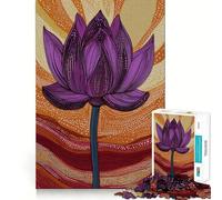 Purple Lotus Flower Art Jigsaw Puzzles for Adults1000 Pieces Strengthen Memory Home Pastime Clean Edge Elegant Gift (38x52cm)