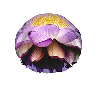 Purple lotus flower Print Shower Cap, Shower Cap for Women Reusable, Waterproof Bath Cap,Quick Drying Bath Hair Cap