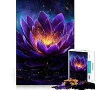 Purple Lotus Flower with Golden Light Hard Jigsaw Puzzle for Adults 1000 Pieces Solid Logic Toy Simple Fun Precision Cut (50x75cm)