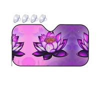 Purple Lotus Print Car Windshield Sun Shade, Vehicle Front Window Shield Cover Sun Visor Protection
