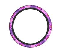 Purple Lotus Printed elastic steering wheel cover Durable, soft and thick, suitable for cars, SUVs and trucks, etc.