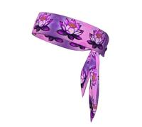 Purple Lotus Printed sport Headband Unisex - Adjustable Elastic Sweat Band for Fitness, Sports & Running