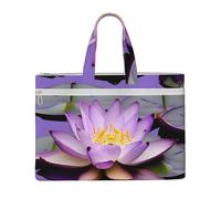 Purple lotuses flower 10.6 * 15 Inch Handheld Bag 2 Zipper Pockets Generous Capacity for Files - Ideal for dy and TravelWork,Stu