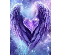 Purple Love Angel Wings Stamped Cross Stitch Kits for Beginners Adults - Preprinted 11CT Easy Pattern Needlepoint Kits, Arts and Crafts for Home Decor (11.8x15.7inch) 229