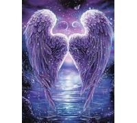 Purple Love Angel Wings Stamped Cross Stitch Kits for Beginners Adults - Preprinted 11CT Easy Pattern Needlepoint Kits, Arts and Crafts for Home Decor (11.8x15.7inch) 228