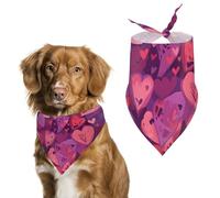 Purple Love Pattern Dog Bandana Triangle Dog Scarf Washable Polyester Dog Bibs Cute Pet Bandana for Medium Large Dogs Puppy and Cats