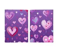 Purple Love Pattern Passport Wallet Travel Passport Holder Pu Passport Cover Slim Card Case Cover for Women Men Leather Holder Case Travelling Essentials, Purple Love Pattern, 20.3x13.8cm