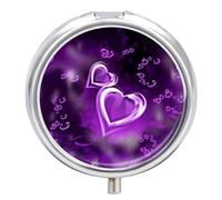 Purple Love Pill Box Cute Medicine Organizer Travel Pillbox Waterproof Portable Pill Container Holder to Hold Vitamins Medication Fish Oil and Supplements