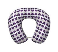 Purple Love Print Travel Pillows For Airplanes,U Shaped Memory Foam Neck Pillow For Car,Home,Office