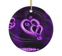 purple love Printed Christmas decorations, Christmas tree decorations, hanging round porcelain for holiday parties
