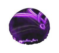 Purple Love Shower Caps Women Men Reusable Waterproof Non-Slip Quick-Dry Hair Large Cap Long Short Hair