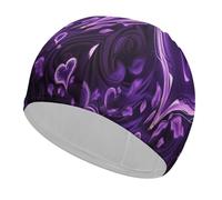 Purple Love Swim Cap Comfortable Shower Caps for Drag Reduction and Hair Protection Durable Soft Elastic Bathing Cap Keep Hairstyle Unchanged for Women and Men