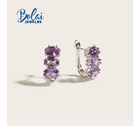 (purple, m) 925 Sterling Silver Fine Jewelry Earring With Color Change Created Alex Alexandrite Gemstone Simple Design White Silver Gift For Wife Women