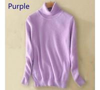 (Purple, M) Wool Pure Cashmere Sweater Women's Knitted Turtleneck Cashmere Jumper Pullover Elasticity Pull Femme High Neck Knitting Sweaters Sweater