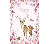 Purple Magnolia Flowers with Deer and Butterfly Notebook: 6 x 9 inches with 120 lined pages