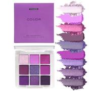 Purple Make-Up Palette - 9 Colors Glitter Matte Shimmer Eye Shadow Pallets - Convenient Portable Travel Bright Eye Makeup Palette Long Last Highly Pigmented for Women Girls Christmas Music Festivals