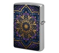 Purple Mandala Art Lighter Case Metal Double-Sided Lighter Cover Pocket Lighters Sleeve Windproof Lighters Accessories for Men Women
