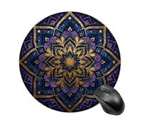 Purple Mandala Art Mouse Pad Round Laptop Mouse Mat Cute Computer Mousepad Keyboard Pad Non-Slip Desk Pads for Gaming Office Work Home