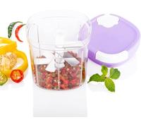 Purple Manual Pull String Chopper, Handy Chopper with 3 Blades for Chopping Vegetables, Fruits, Onions, Garlic, Meat, Nuts - Stainless Steel Removable Blades, Hand Manual Food Processor 500ml