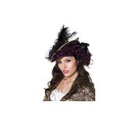 Purple Marauding Pirate Hat With Feathers & Riboon - hat pirate fancy dress ladies deluxe costume accessory purple marauding smiffys sexy