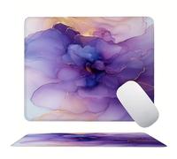 Purple Marble Pattern Mouse Mat 20 x 15 cm Ultra Thin, with Stitched Edges Office Mouse Pad, Non-Slip Rubber Base, Waterproof & Washable, Desk Accessories, Aesthetic Design Mousepad 200x150mm s0z-61