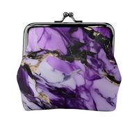 Purple Marble Print Charm and Versatile Coin Purse Exquisite Waterproof Kiss Lock Wallet for Keys Cards