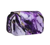 purple marble print Makeup Cosmetic Bag Stationary Kawaii Pencil Box Pouch Gadget Organizer Bag with Zipper