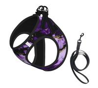 Purple Marble Print Soft Mesh Dog Harness and Leash Set Pet Puppy Cat Comfort Padded Vest No Pull Harnesses