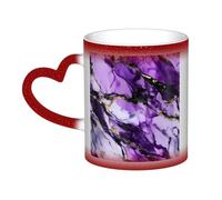 Purple Marble Print Thermal Color Changing Mug, Ceramic Coffee Cup, Magic Mug for Home Office Cafe