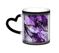 Purple Marble Print Thermal Color Changing Mug, Ceramic Coffee Cup, Magic Mug for Home Office Cafe