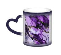 Purple Marble Print Thermal Color Changing Mug, Ceramic Coffee Cup, Magic Mug for Home Office Cafe